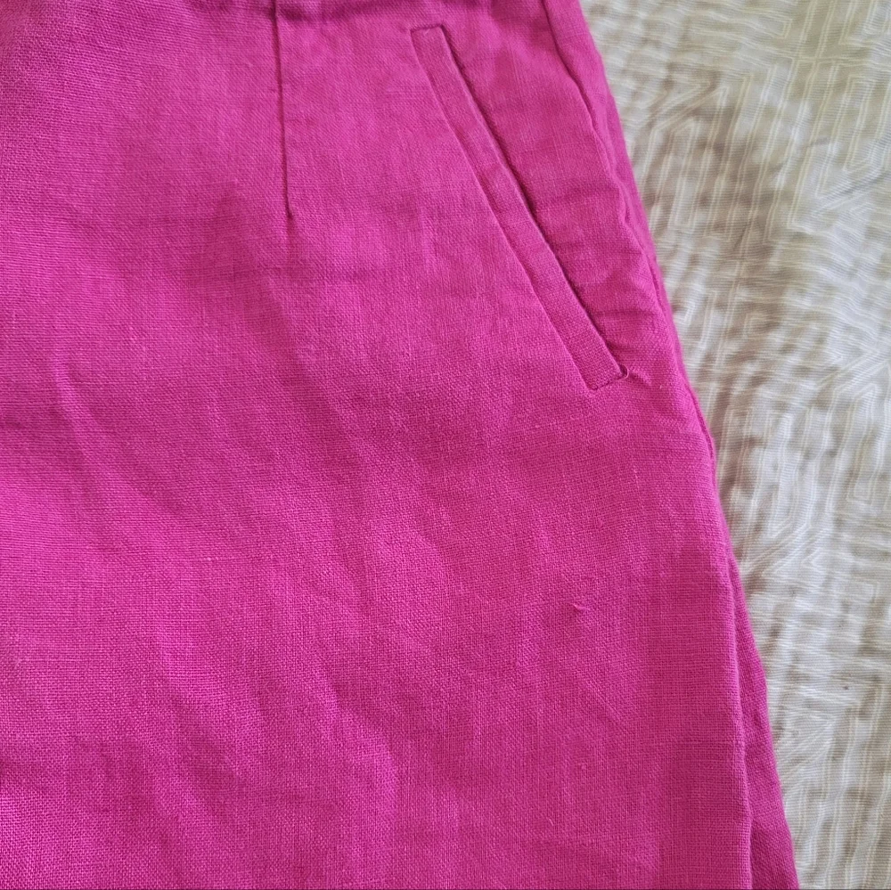 Sézane Bright Pink Linen Wide Leg Trousers Pants - Women's Size 6